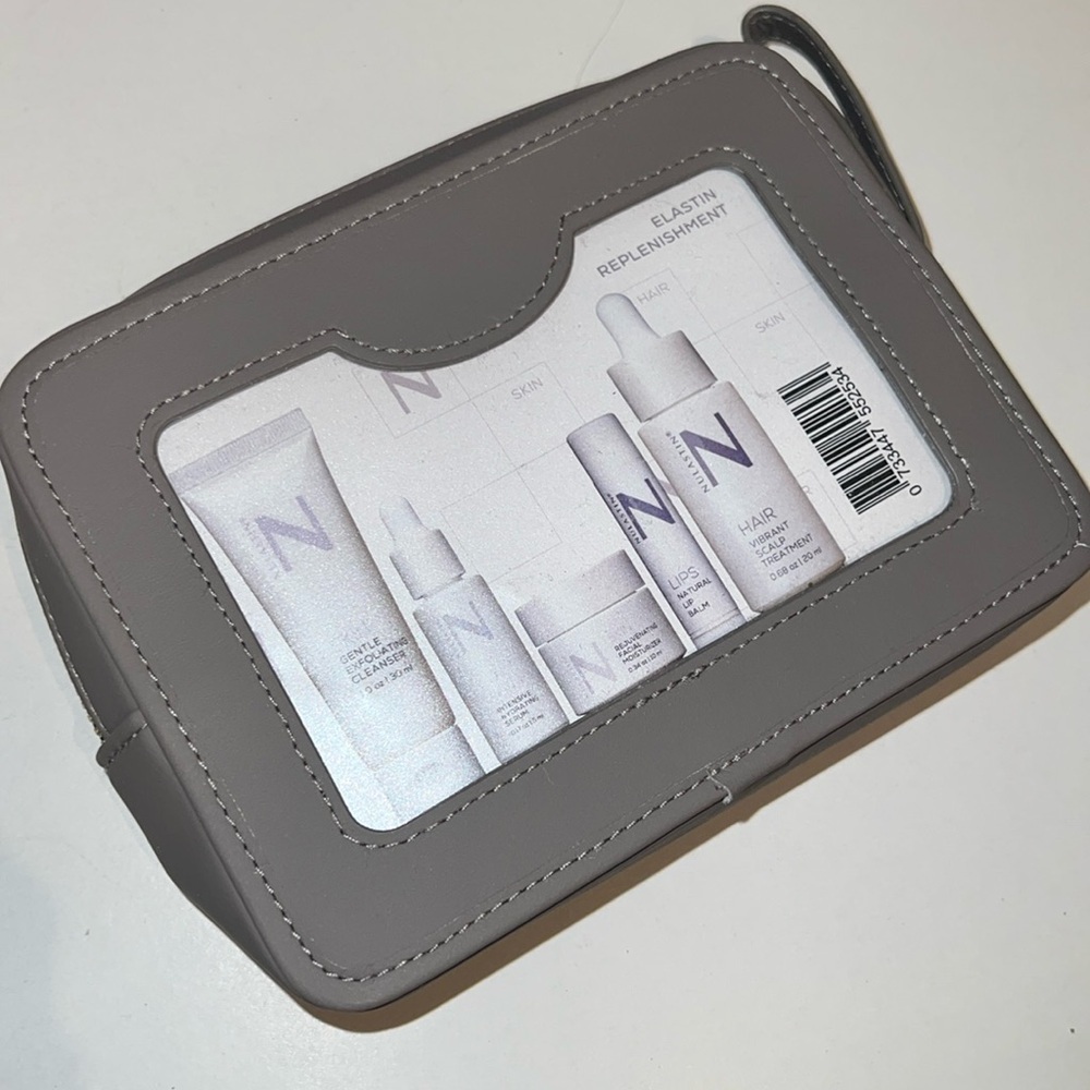 New Nulastin Luxe Travel Kit 5 piece Set Cleanser Serum Moisturizer Lip Balm